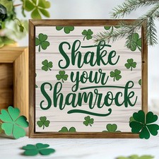Clover Wooden Plaque Shake Your Shamrock St. Patrick's Day Irish Farmhouse Art