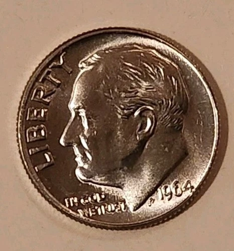 1964 D Roosevelt Dime Uncirculated 90% Silver