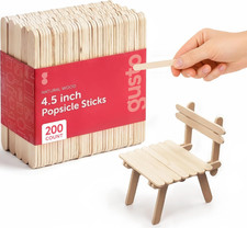  200 Count 4.5 Inch Wooden Multi-Purpose Popsicle Sticks for Crafts, Ice, Ice C