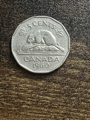 #ad #ad 1960 Canada 5 Five Cents Beaver Beautiful Actual Coin TC3044* $2.89