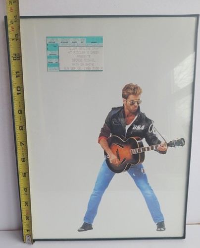 Original gerahmt 1988 George Michael Umschlagdruck mit Konzertticket Stub - Bild 1 von 6