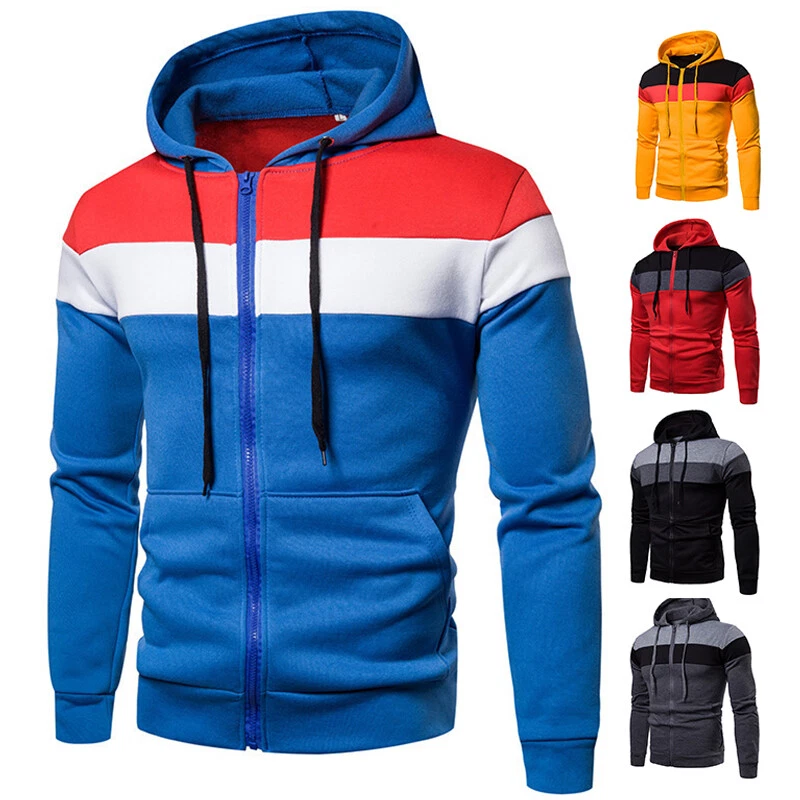 New Plain Mens Hoodie Fleece Pullover Zip Jacket Sweatshirt