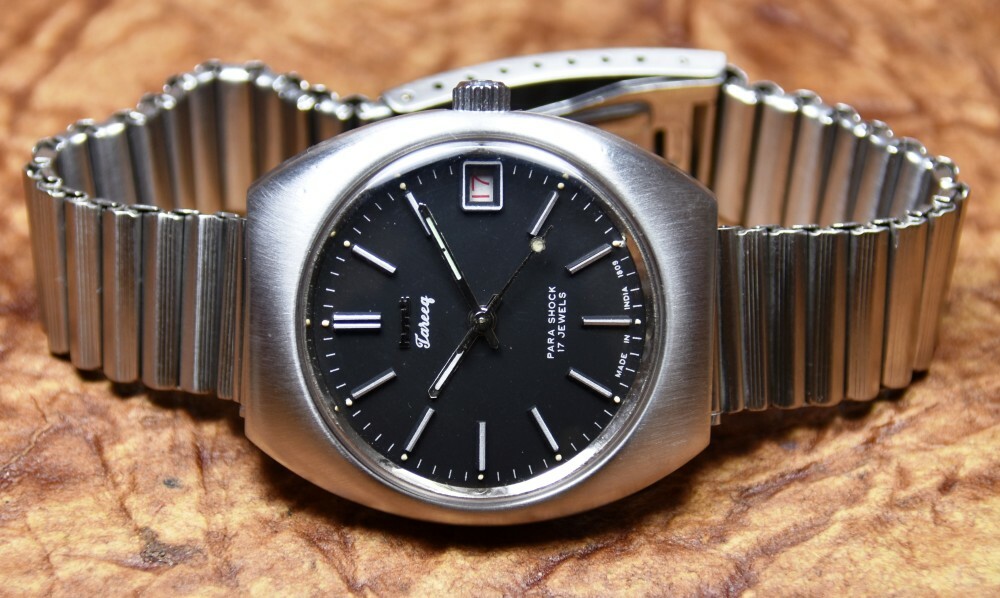 1973 Rare HMT Tareeq SS Black Face Hand Winding Watch with Date