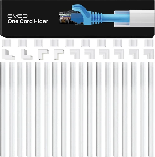 EVEO Cable Hider, 300” Cord Hider, One-Cord Covers for Wires on Wall, Cable Race