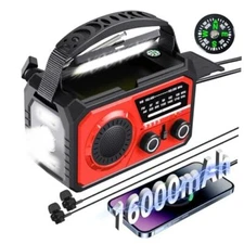 16000mAh Emergency Weather Radio, AM/FM/NOAA Weather Alert Radio Hand Red