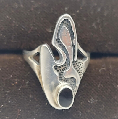 925 Silber Ring mit Onyx - Silberring Gothic Style