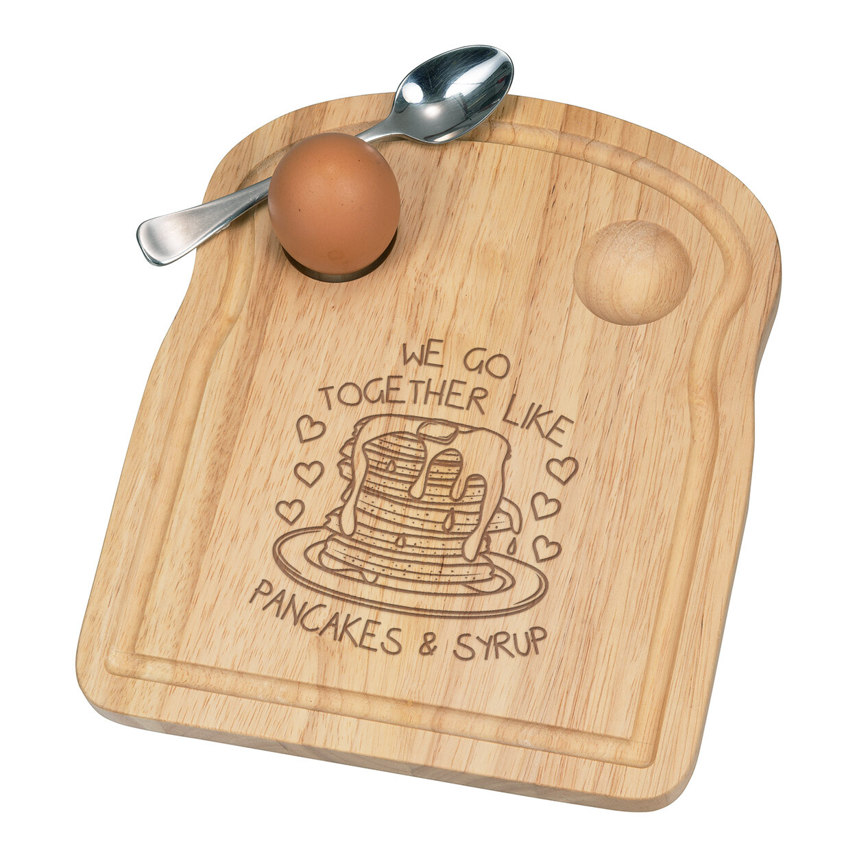 We Go Together Like Pancakes & Syrup Breakfast Dippy Egg Cup Board Valentines
