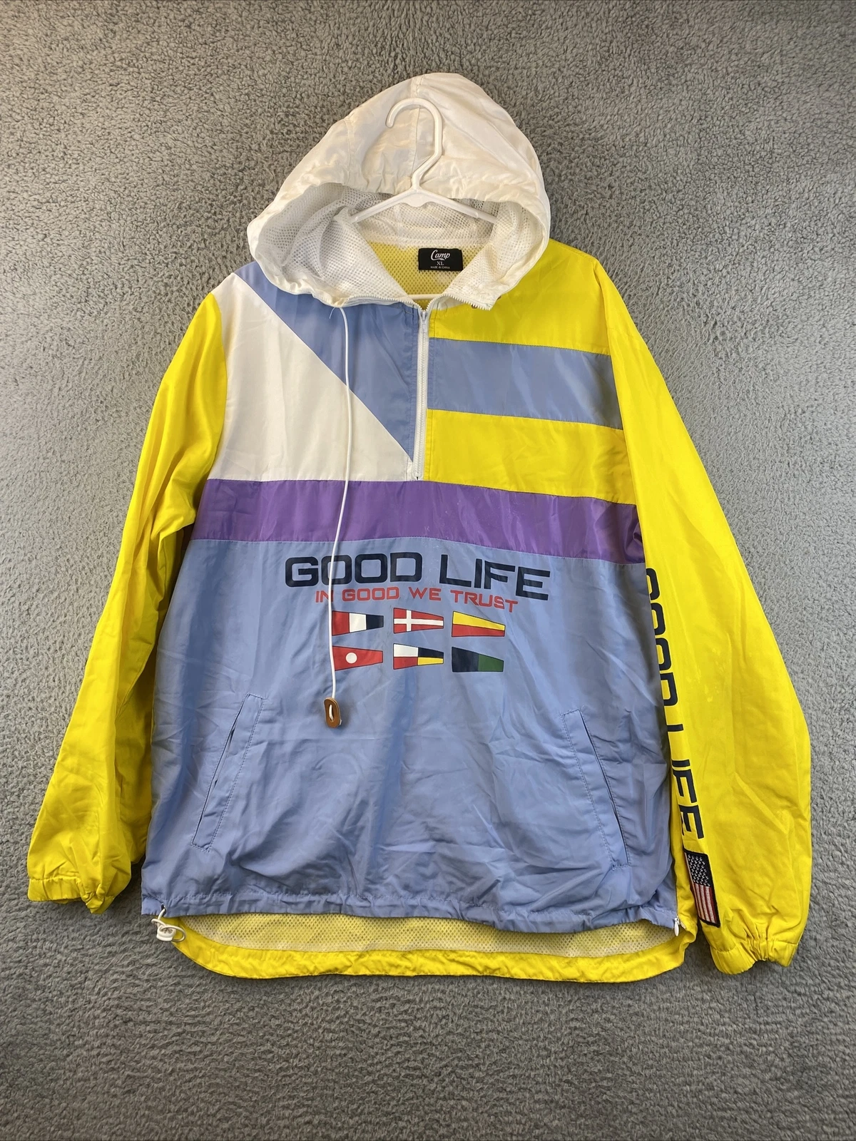 Mens The Good Life XL Windbreaker Jacket with Hood by camp original /86-18