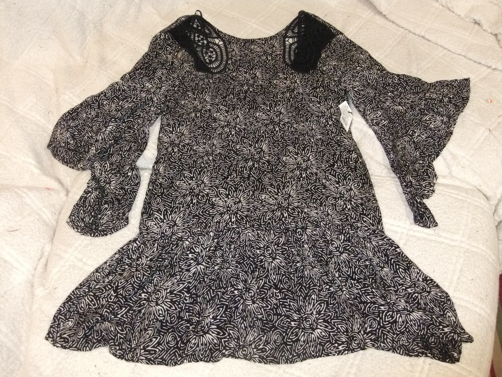 FILA Abito tunica Volcom Stone Row whisky montagna nero bianco sporco fiore taglia XS NUOVO