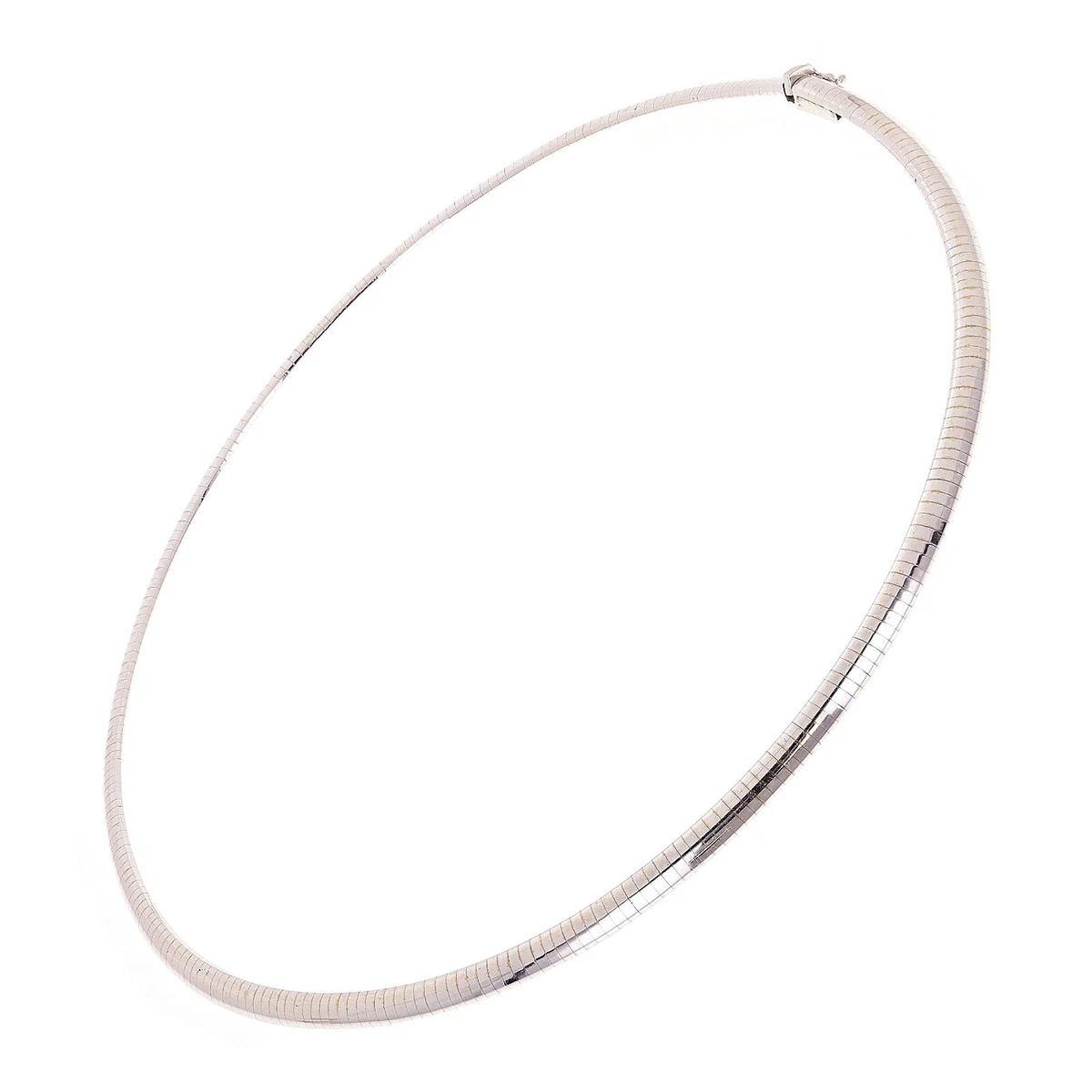 Women s Italian 14k White Gold Solid Omega Necklace Choker 16