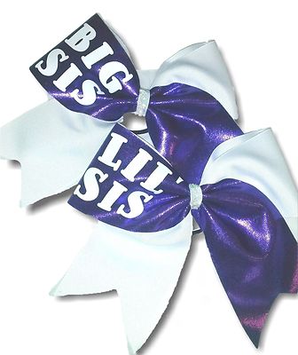 Big Sis Lil'' Sis spandex Cheer Hair Bow Set Can 