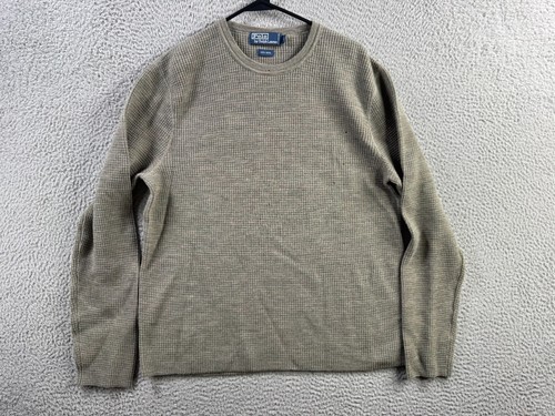 Vintage Polo Ralph Lauren Shirt Sweater Mens Large Wool Waffle Knit Thermal Crew - Picture 9 of 15