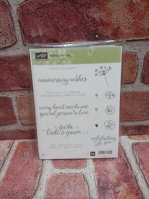 Stampin'Up! FALLING FOR YOU (14) Stamps Set Retired-Marriage,Phrases