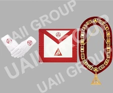 Masonic Regalia King Royal Arch Chapter Officer Apron, Chain Collar & Gloves