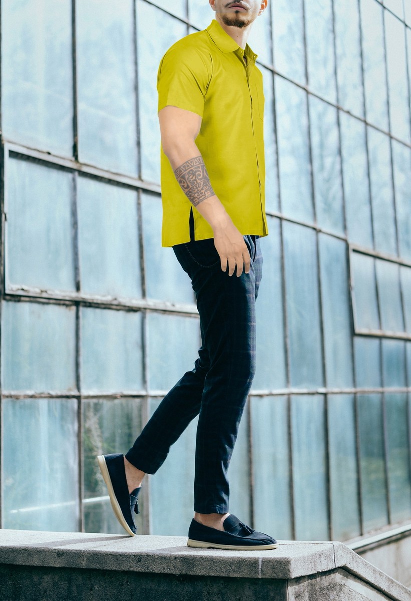 LA LEELA Men's Short Sleeve Button Down Casual Camp Shirt XS