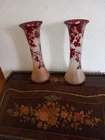 Beautiful Pair of Legras Glass Paste Vases Ruby Series