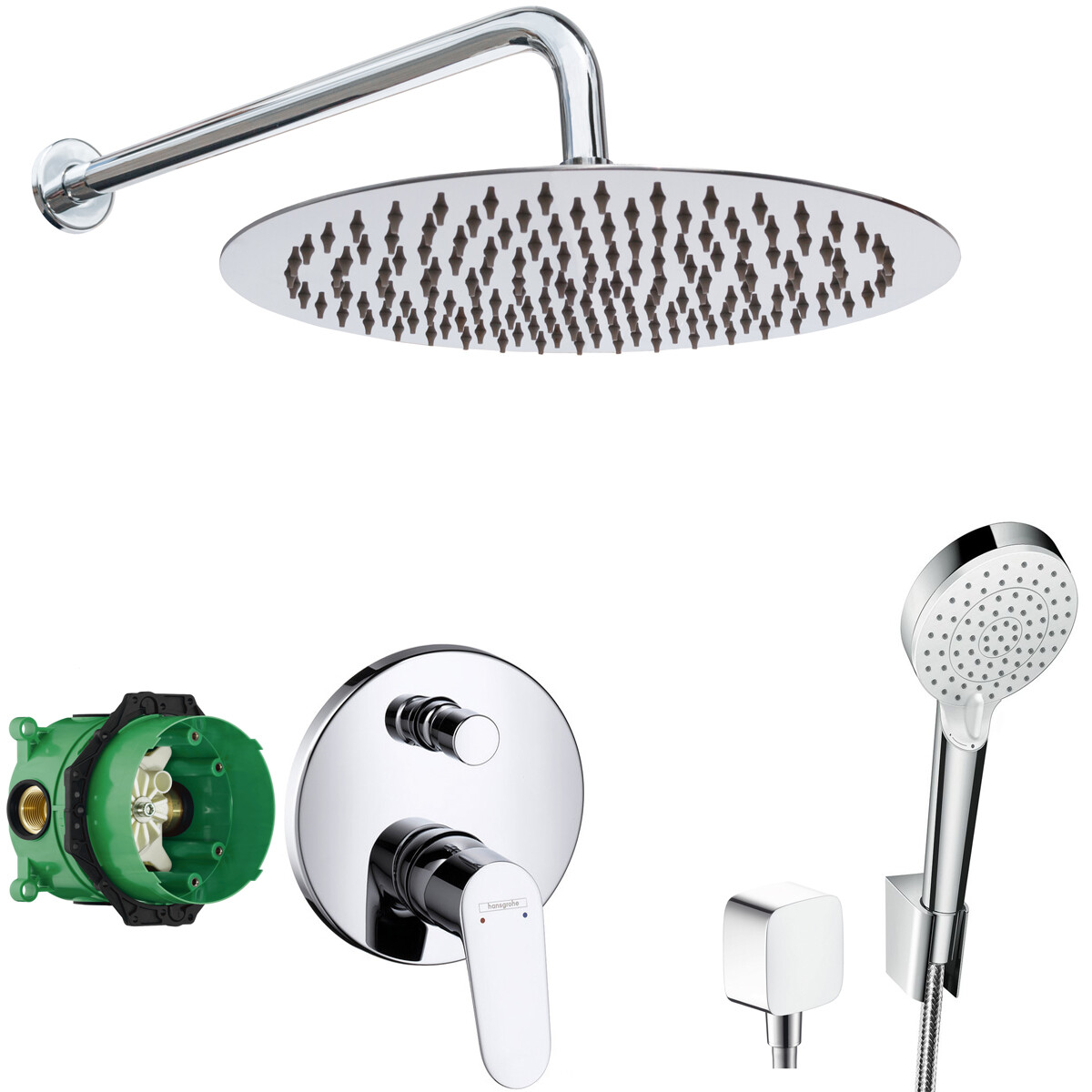 VANFOXLE Duscharmatur Mattschwarz – 2-in-1 Handbrause Mit Druckknopf-Umschalter & Regendusche, Sicher & Stylisch