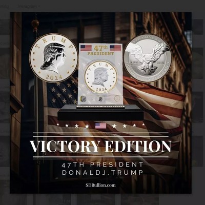 2024 Victory Edition 5 oz Trump Silver Showcase Presidential Medal - Gold Gilded
