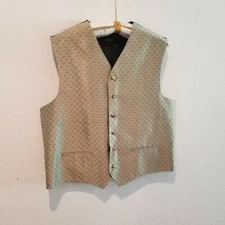 Louis Roth Mens XL V-Neck Button Front Formal Vest Shiny Metallic Thread USA