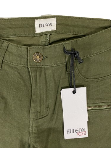 NWT HUDSON Big Girls Youth Stretch Moto Skinny Jeans Zippers Army Green Sz 14 - Picture 3 of 9