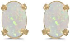 14k Yellow Gold Oval Opal Earrings CM-E1551X-10 