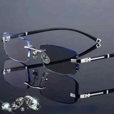 Photochromic Gunmetal Progressive Multifocal Reading Glasses Anti-blue Magnifier