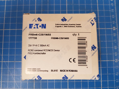 Eaton FRBM6 25A 1P+N 300MA  AC  Fehlerstrom-Schutzschalter 177735 4015081723089