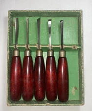 Vintage Millers Falls 5 Piece Wood Carving Tool Set Missing One in Original Box