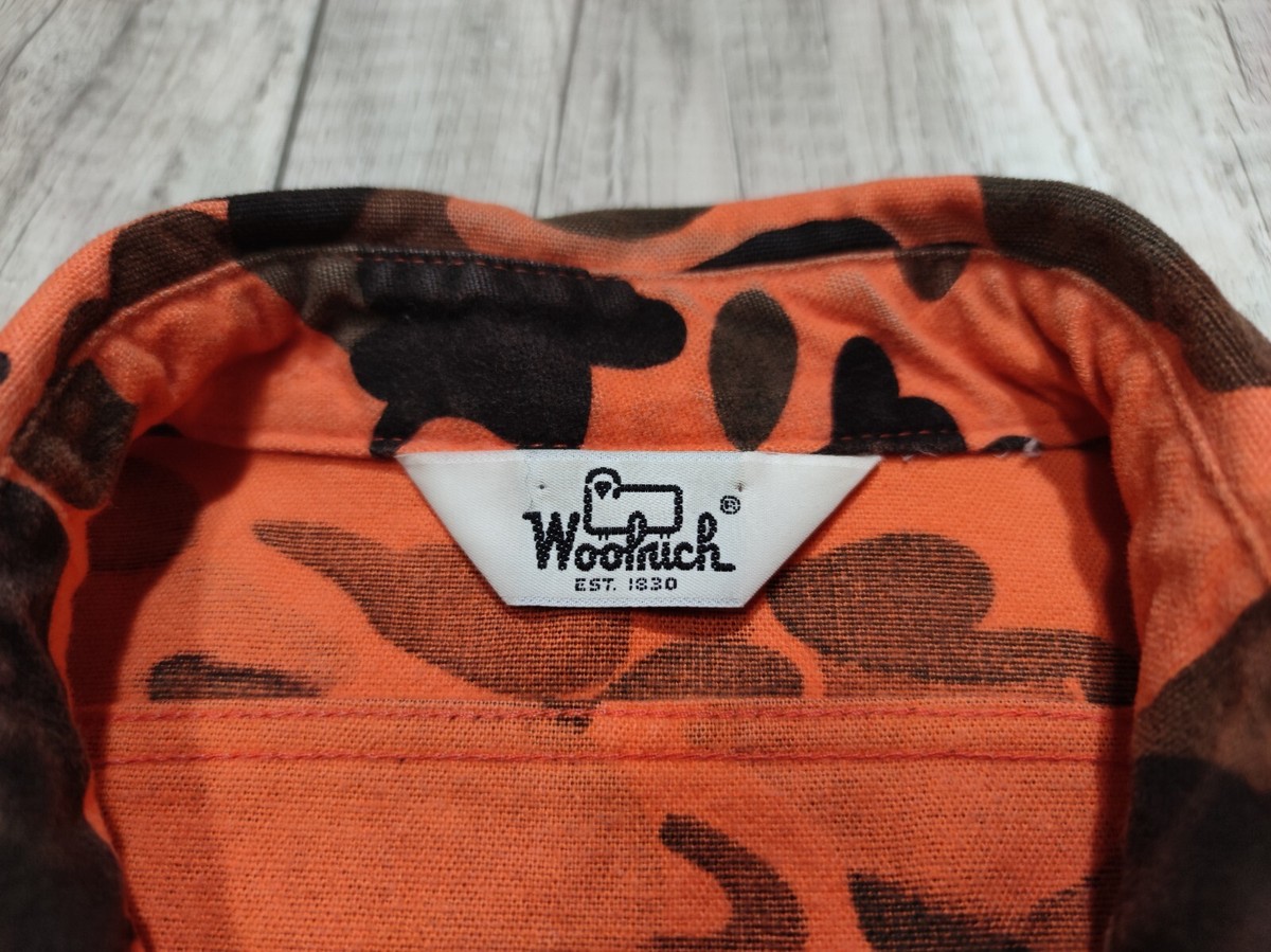 トップス 80s Woolrich Flame camo wool shirt Vintage 80s Woolrich Long Sleeve Two Pocket Button Down