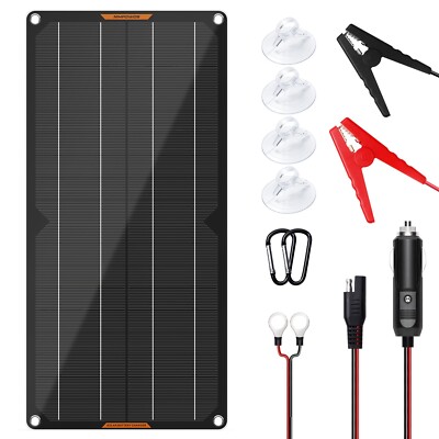 10W Solar Panel 12V Trickle Charger Battery Charger Kit Maintainer Boat Car RV