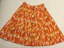 Maeve by Anthropologie Button Front A-Line Skirt Orange Banana Print Sz 2 P