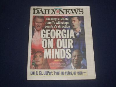 2021 JANUARY 4 NEW YORK DAILY NEWS NEWSPAPER - GEORGIA SENATE RUNOFF ELECTION