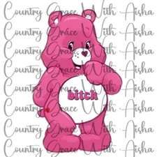 Sublimation Transfer Funny Pink Bear Ready To Press Heat Transfer