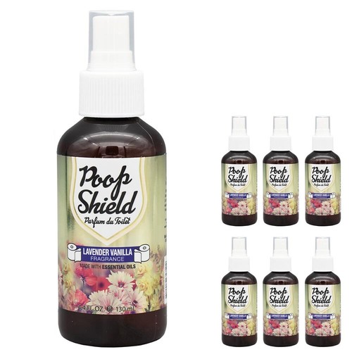 6 Poop Shield Toilet Sprays Lavender Vanilla Odor Eliminator Air Freshener 4.4Oz