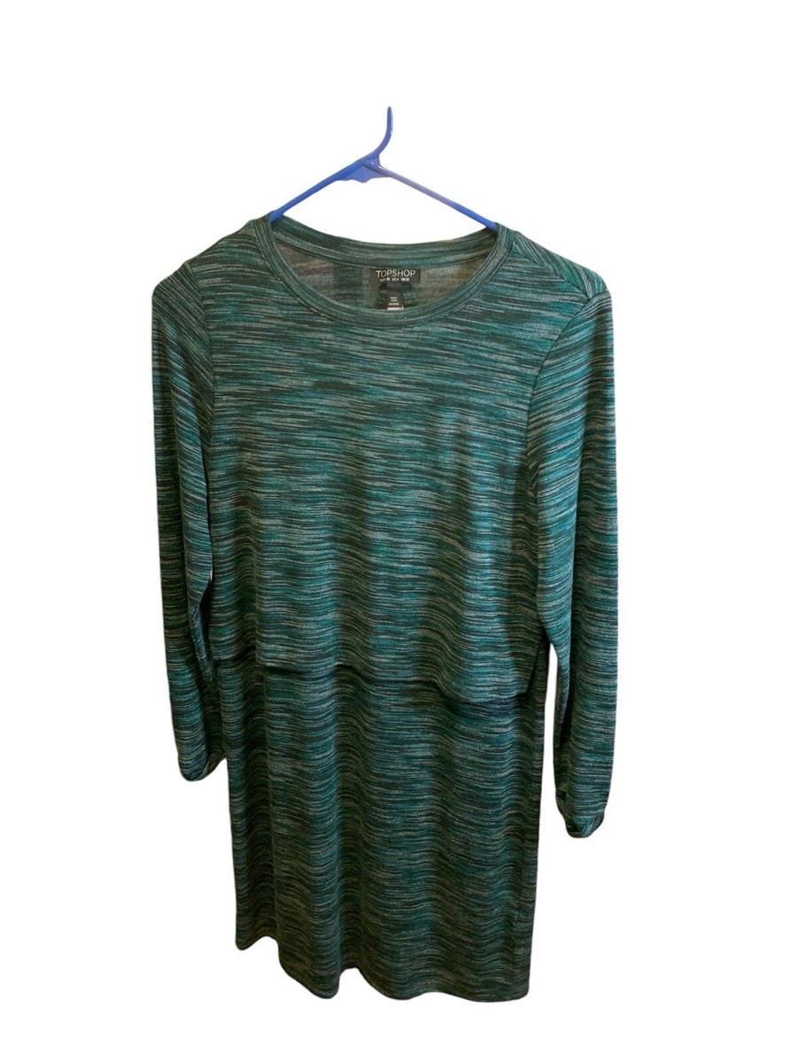 grey t shirt dress topshop TopShop Striped T Shirt Dress Long Sleeve Crewneck Stretch Women's Size 4 SALE