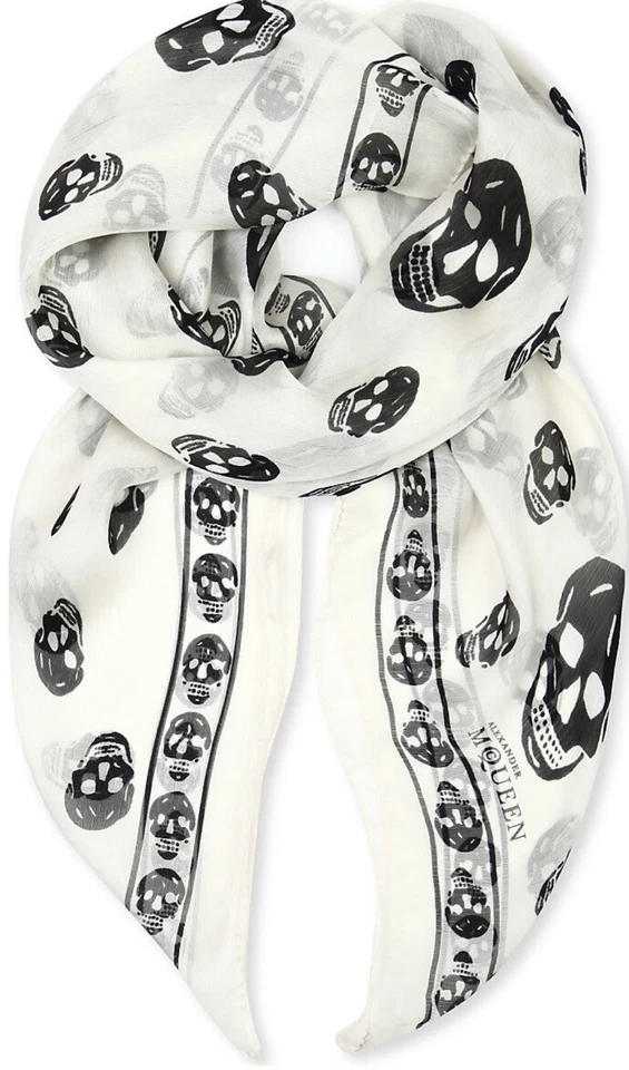 Auténtica bufanda calavera seda alexander mcqueen blanca con etiquetas G1N Foto 4 de 4