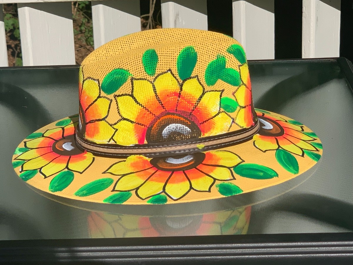 New Jute fedora Artesian Hat Mexican Artisenal Fedora Jute Hat Floral Stitching Red M D2  main image 4