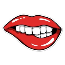 Lip Bite, Vinyl Decal Sticker, Indoor Outdoor, 3 Sizes, #7607