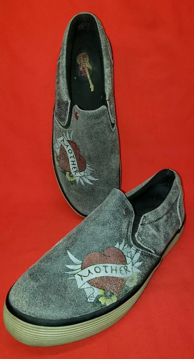 Fender Guitar Men s Downbeat Shoes Loafers Slip ons 10M Washed Out Black Leather