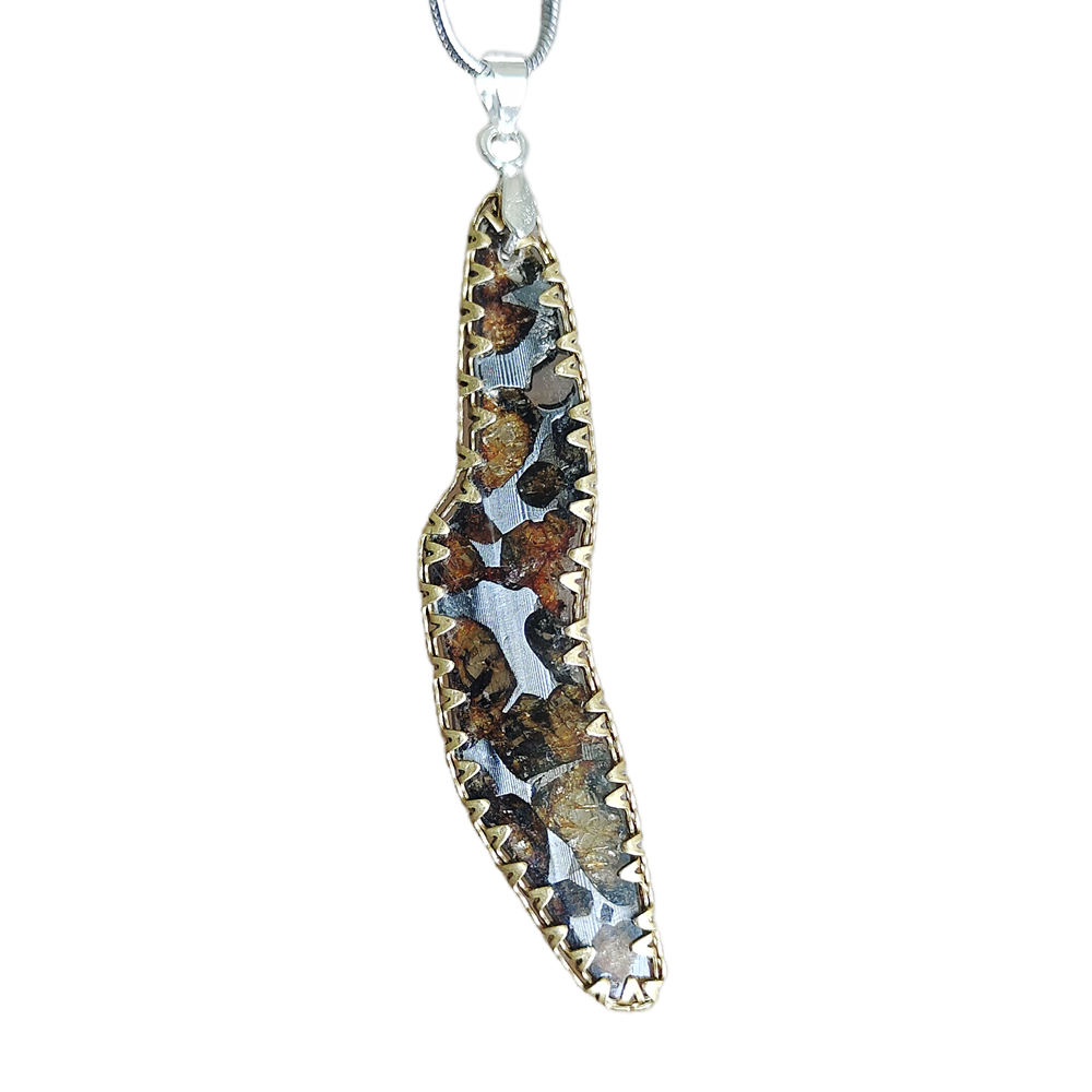 Meteorite pendant , anniversary gift,Kenyan Pallasite meteorite