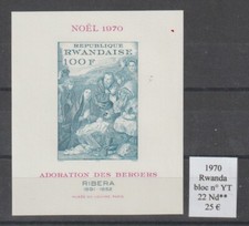 Bloc 1 timbre non dentelé RWANDA 1970, n° YT 22**