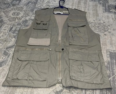 New Mens Sz Large Nikoata Exploration Beige Fishing Hunting Utility Safari Vest