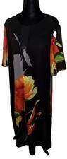 Fenlanse Sheer Small Long Floral Short Sleeve Pullover  Dress