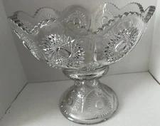 Vintage EAPG Heisey Large Sunburst Punch Bowl and Stand