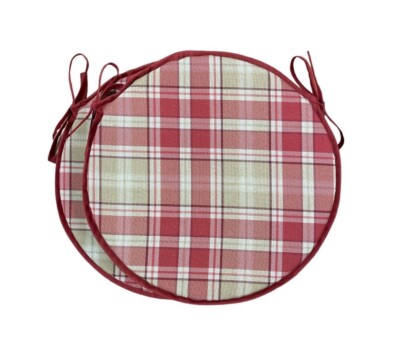 2er Set Highland Check rot 12'' 14'' 16'' Bistro/Bar/Terrasse/runde Sitzauflagen