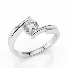 Round Cut Simulated Diamond Solitaire Tension Set Wedding Ring White Gold Plated