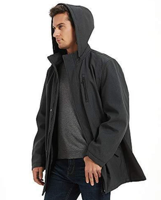 NEW Numwell Men's Waterproof Softshell Fleece Lined Jacket Removable Hood Small