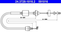 ATE 24.3728-1016.2 Seilzug, KupplungsbetÄTigung FÜR Nissan Renault