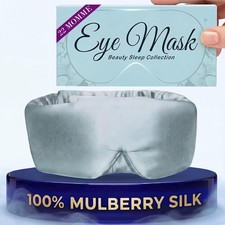 SLEEP SANCTUARY 100 Pure Mulberry Silk Sleep Mask - 22 Momme Light Blocking ...