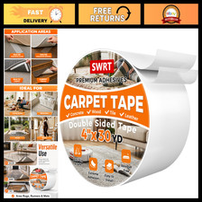 Double Sided Carpet Tape 4" x 30 Yards - Heavy Duty Rug Grip, Residue Free, Wood
